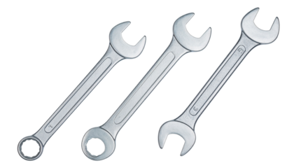 Modern wrench tool set isolated on transparent background
