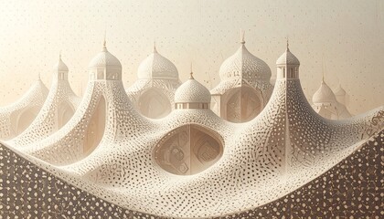 Ornamental domed architecture with dot texture