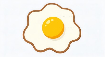 A simple cartoon fried egg with a bright yellow yolk and white albumen.