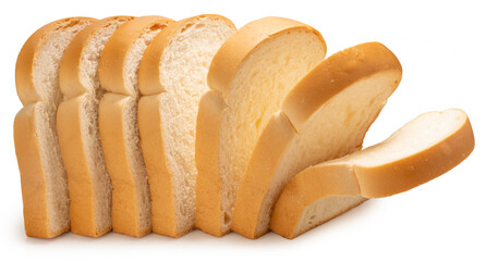 A slice of white whole wheat bread isolated on white background, Sliced white sandwich bread on...