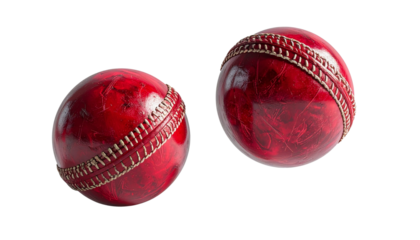 Classic Red Cricket Ball Pair isolated on transparent background