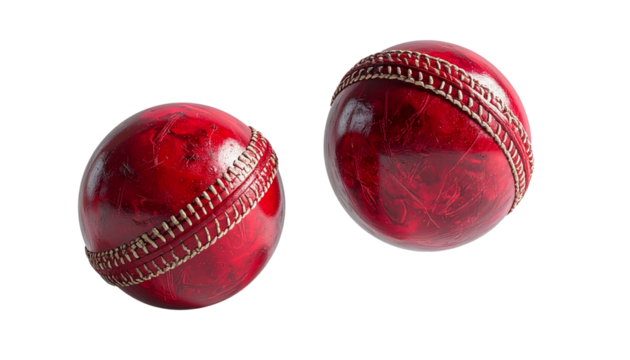 Classic Red Cricket Ball Pair isolated on transparent background
