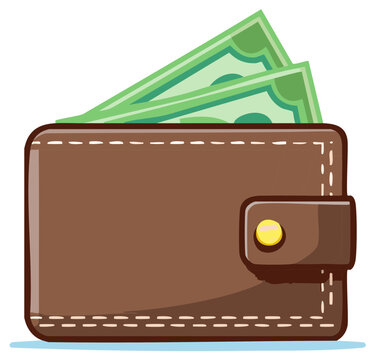 brown wallet with green money clip art preview