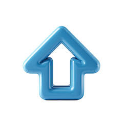 Fototapeta premium Glossy light-blue, 3D rendered house-shaped upward arrow