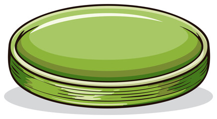 Green tablet, pill, or candy design illustration with multiple color shades and shadows.