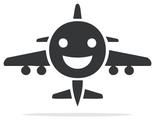 Friendly Cartoon Airplane with a Happy Smiling Face Vector Icon for Travel