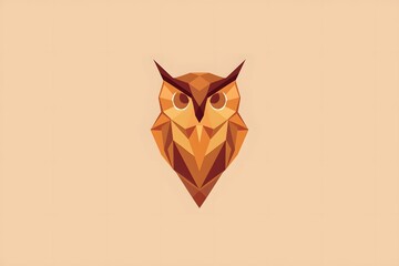 Abstract Polygon Owl Logo Design with Warm Earthy Tones and Modern Style