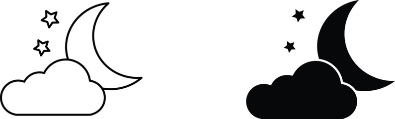 night icon vector graphic illustration  with white background flat hand made icon 