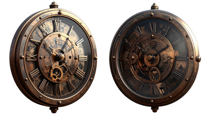 Intricate Gear Clock Variations Collection isolated on transparent background