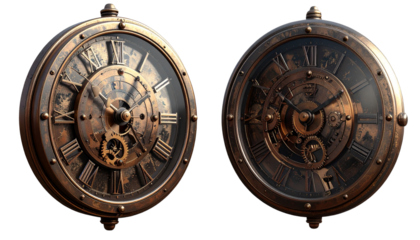 Intricate Gear Clock Variations Collection isolated on transparent background