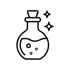 Magical potion in a glass bottle with sparkling contents  