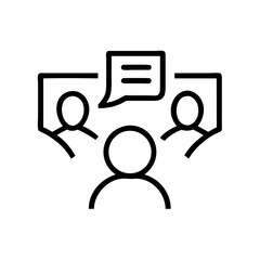 Conversation between three people with speech bubbles in a dialogue  