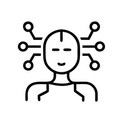 Abstract illustration of a humanoid robot with neural connections  