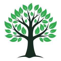 Fototapeta premium Leafy Green Tree Icon Vector Illustration for Nature, Eco Design, Environmental Concept, and Ecology Symbol