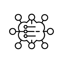 Neural network schematic diagram with interconnected nodes and lines  