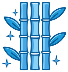 Blue bamboo stalks with leaves and sparkle accents