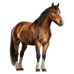 Obraz premium Majestic chestnut horse standing proudly against a solid black background