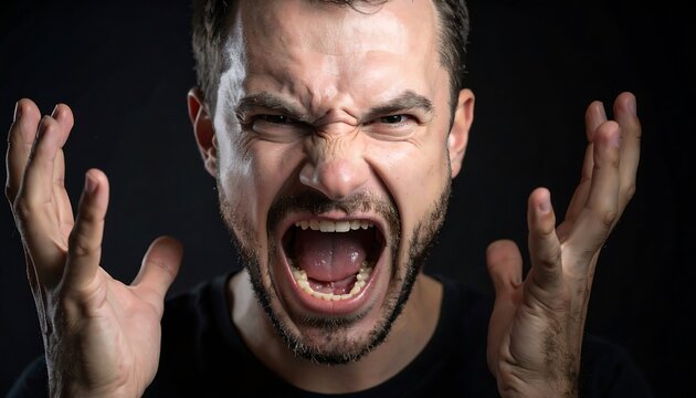 Close-up of a man screaming in anger - Powered by Adobe