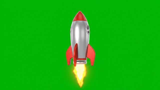 Animated rocket on green screen for digital projects