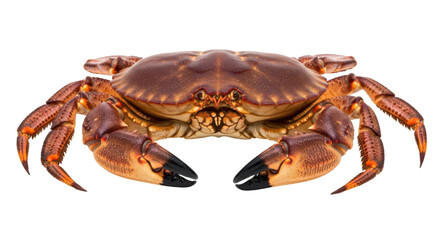 Isolated brown edible crab, a cooked or raw sea food from ocean, ready to eat, delicious food