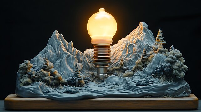 Illuminating creativity in a snowcapped mountain landscape model with unique aesthetic - Powered by Adobe