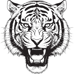 Majestic tiger face illustration with vibrant colors