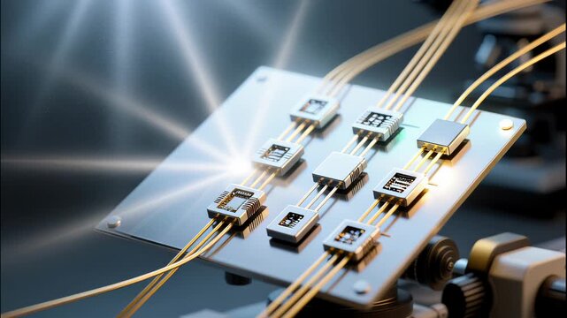 Superconducting qubits with light across paths illuminate high tech computing hardware. Light across paths, with multiple pathways, are the core of quantum computing.
