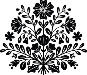 Fototapeta premium Floral ornamental vector design, decorative black flower pattern, vintage botanical illustration