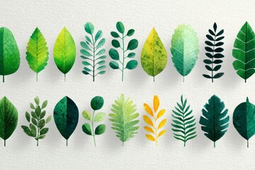 A collection of green leaves with some yellow leaves in the middle