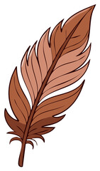 Fototapeta premium Graphic illustration of a single brown bird feather, showcasing natural shades and elegant curves.
