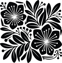 Floral Silhouette Vector Decorative Pattern Design