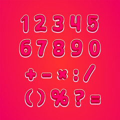 Vibrant gradient number and math symbols with purple outline match aesthetic design style