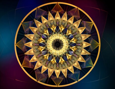 Abstract symmetrical design with geometric shapes and colors