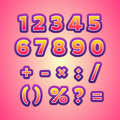 Green 3d number and math symbols with glossy effect match modern playful style