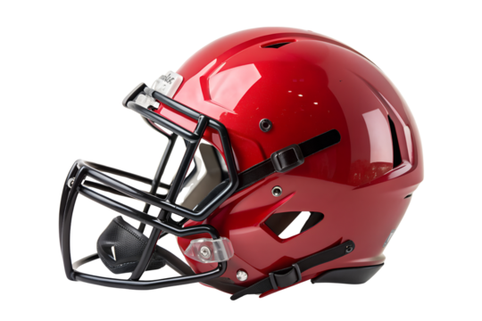 PNG image of Shiny Red Football Helmet Isolated on White