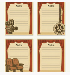 Vintage Cinema Notes Template with Film and Theater Elements