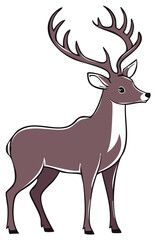 Fototapeta premium Stylized illustration of a majestic deer with large antlers, standing tall.
