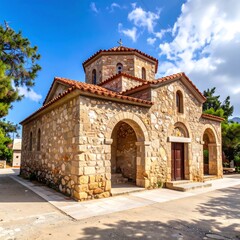 Obraz premium Ancient stone church under a sunny sky