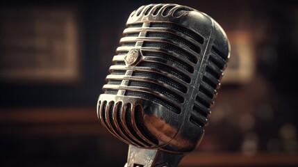 Vintage Microphone Close Up With Water Droplets