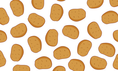 Seamless Potato Pattern. Transparent Background. Hand drawn potato doodle ideal for rustic designs, farm concepts, and organic product packaging