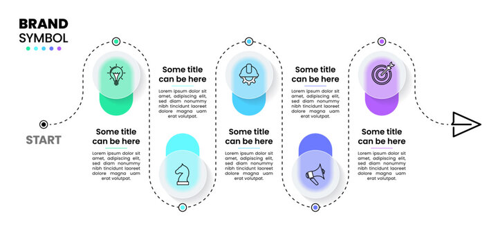 Infographic template. Line with circles and 5 steps