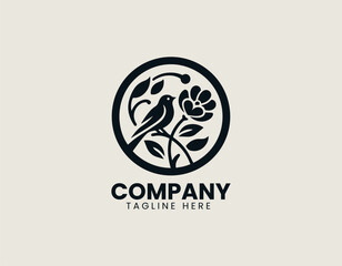 Fototapeta premium Flower Bird Circle vector logo illustration