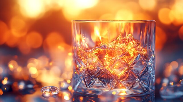 Golden elixir in crystal glass, a captivating dance of light and refreshment