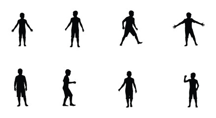Fototapeta premium Silhouette figures of children in various playful and dynamic poses