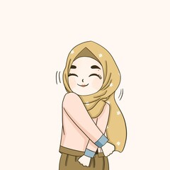 Modern Muslim woman in hijab headscarf. hijab teenager is shy. muslim girl is shy.