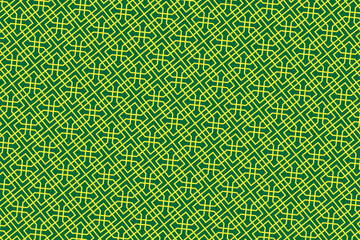 Interlocking Geometric Pattern in Green and Yellow