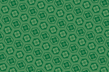 Green Hexagonal Floral Pattern Background seamless