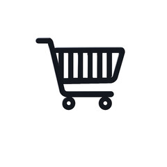 Minimalist shopping cart icon isolated white representing e commerce retail branding online shopping business visuals and digital marketing concepts