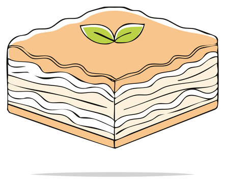 baklava dessert, layered, beige, green leaves clip art preview