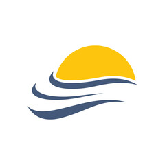 beautiful sea sunset view logo design